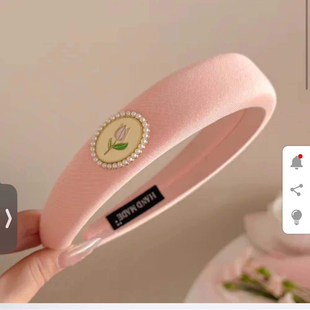 Brand new Pink Headband with Pearl Floral Accent